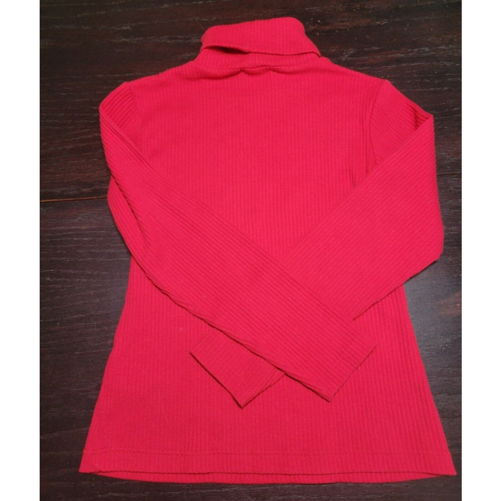 Vintage Express Tricot Top Sweater Womens Med Red Turtleneck Ribbed Y2K 90s